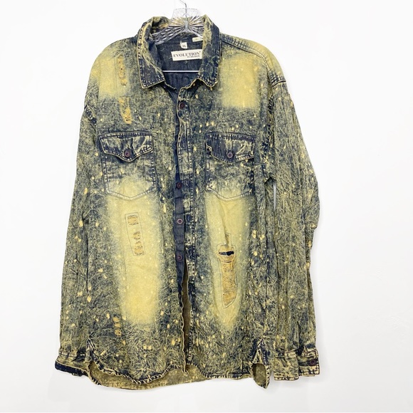 Tops - Distressed Plus Size 100% Cotton Denim Shirt Size 2XL